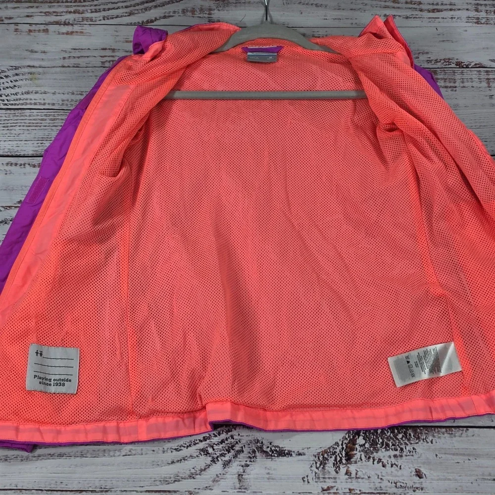 Columbia Rain Jacket Kid M 10/12 Purple Excellent Omni-Tech Waterproof Shell